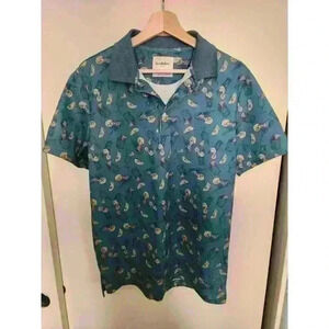 All over print lemon cocktail Goodfellow Polo Shirt‎ Medium Hawaiian Vacation